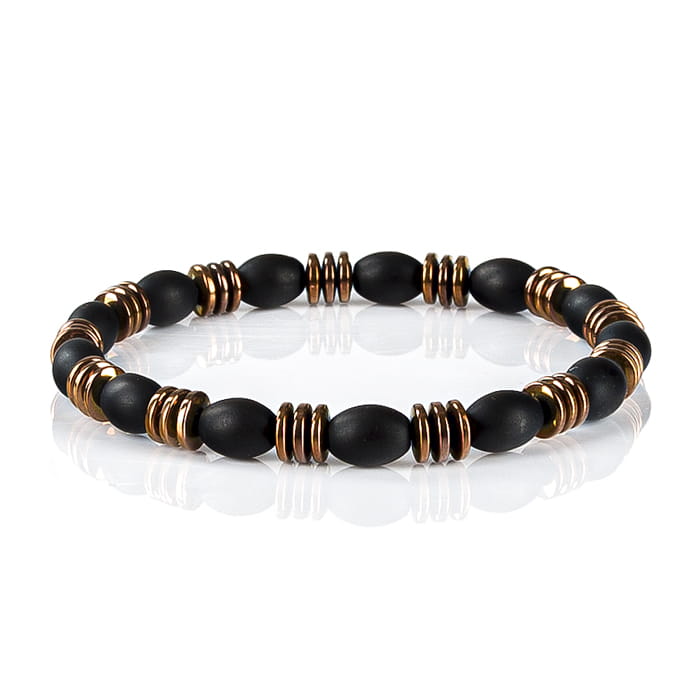 Bransoletka koraliki w kolorze czarnym EM 15 - EM Men's Accessories