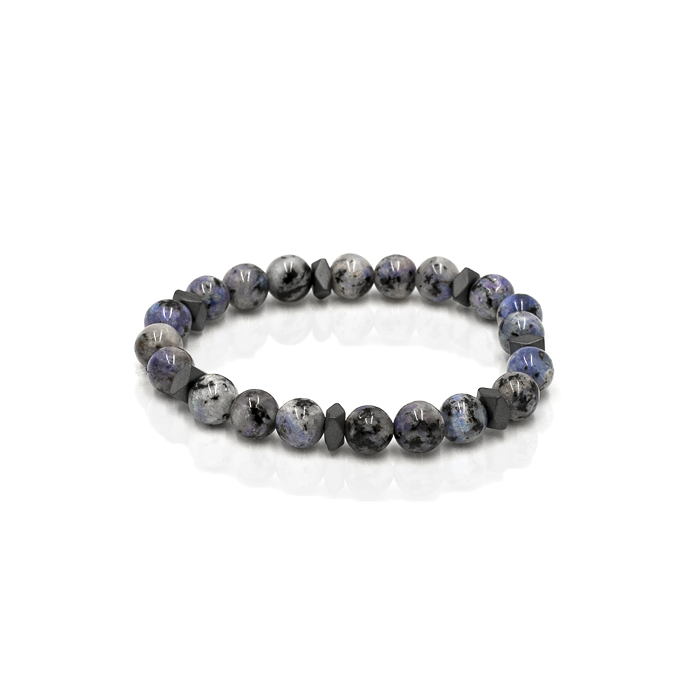Bransoletka koraliki w kolorze szarym EM 37 - EM Men's Accessories