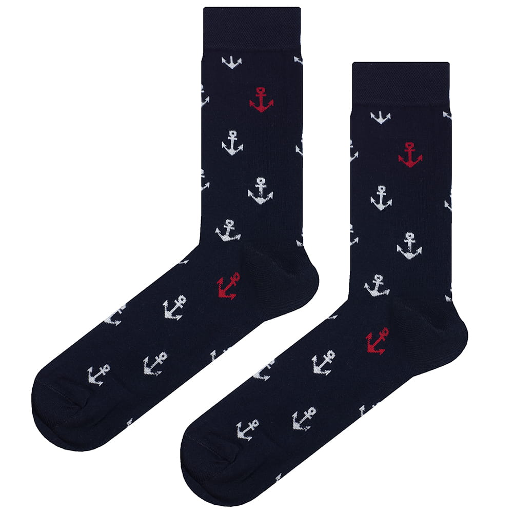 Skarpety granatowe w kotwice EM 159 - EM Men's Accessories