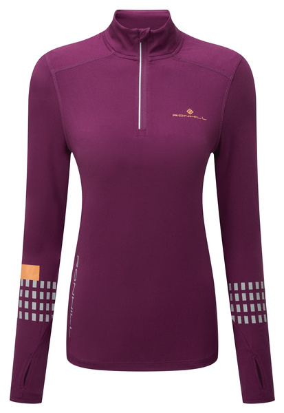 RONHILL bluza biegowa damska AFTERHOURS 1/2 ZIP fioletowa
