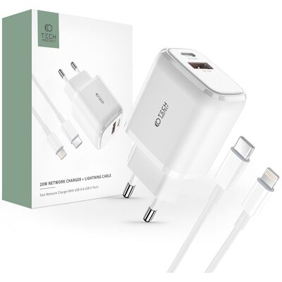 Tech-Protect Ładowarka sieciowa C20W PD20W/QC3.0 Biały