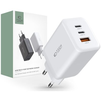 Tech-Protect Ładowarka sieciowa C65W PD65W/QC3.0 Biały