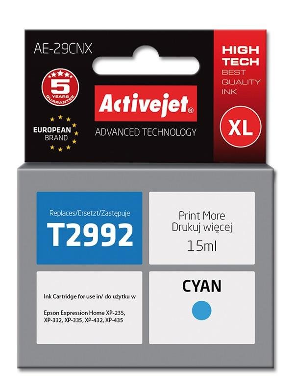 ActiveJet Tusz AE-29CNX (do drukarki Epson, zamiennik 29XL T2992 supreme 15ml cyan Chip) EXPACJAEP0271