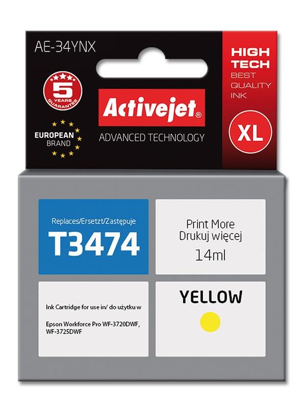 ActiveJet Tusz AE-34YNX do drukarki Epson zamiennik T3474 supreme 14ml yellow) AE-34YNX