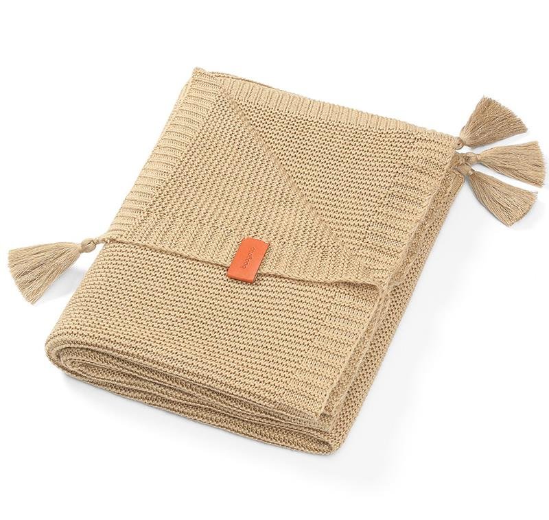 baby ono 546/02 KOC DZIANINOWY BAMBUSOWY BEŻOWY Z FRĘDZLAMI