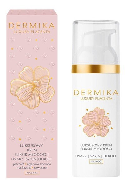 Dermika Luxury Placenta - krem-eliksir młodości na noc twarz/szyja/dekolt 50ml