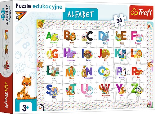 Trefl, puzzle, edukacyjne, Alfabet, 34 el.