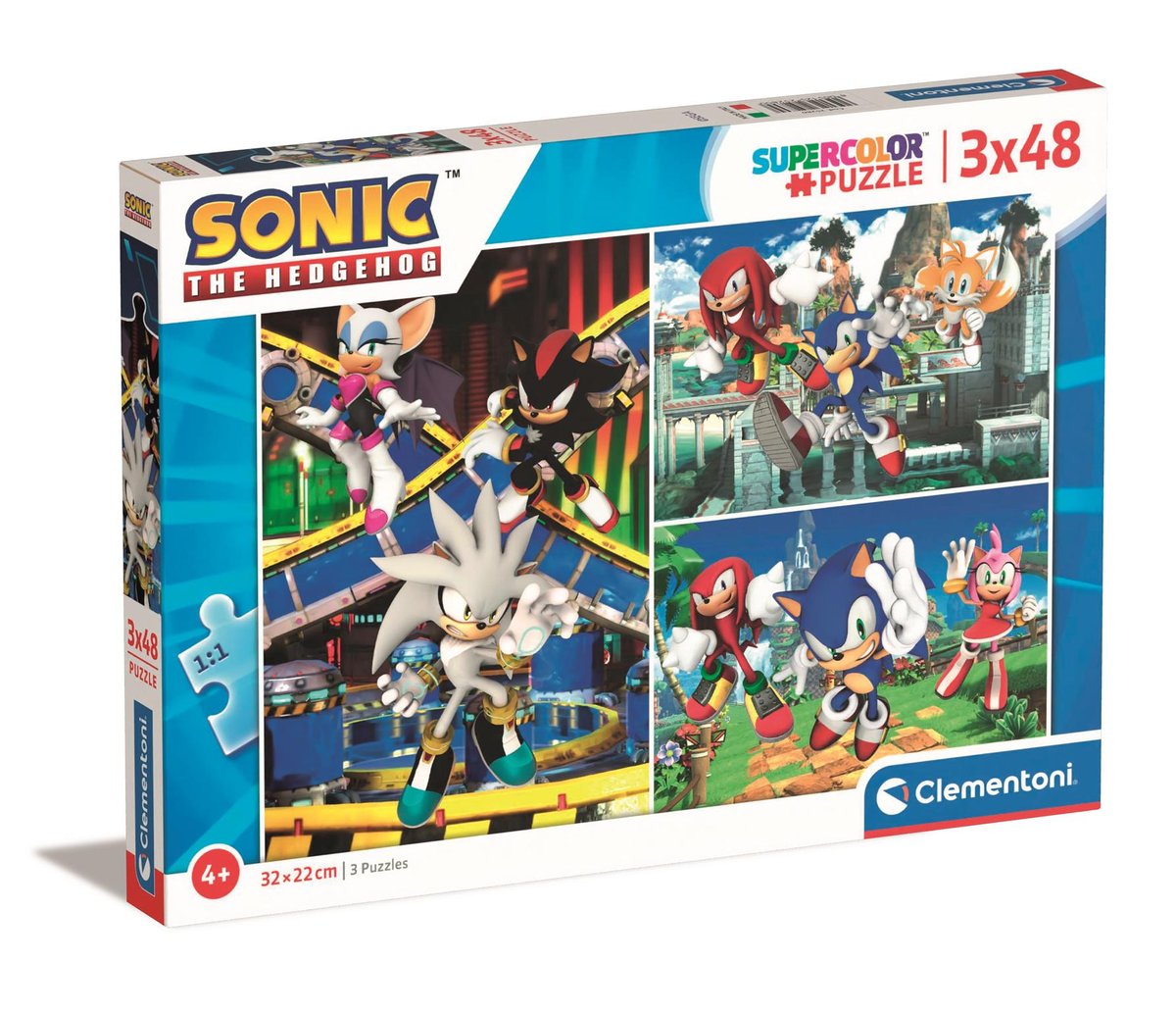 Puzzle 3 x 48 super kolor Sonic 25280 - Clementoni