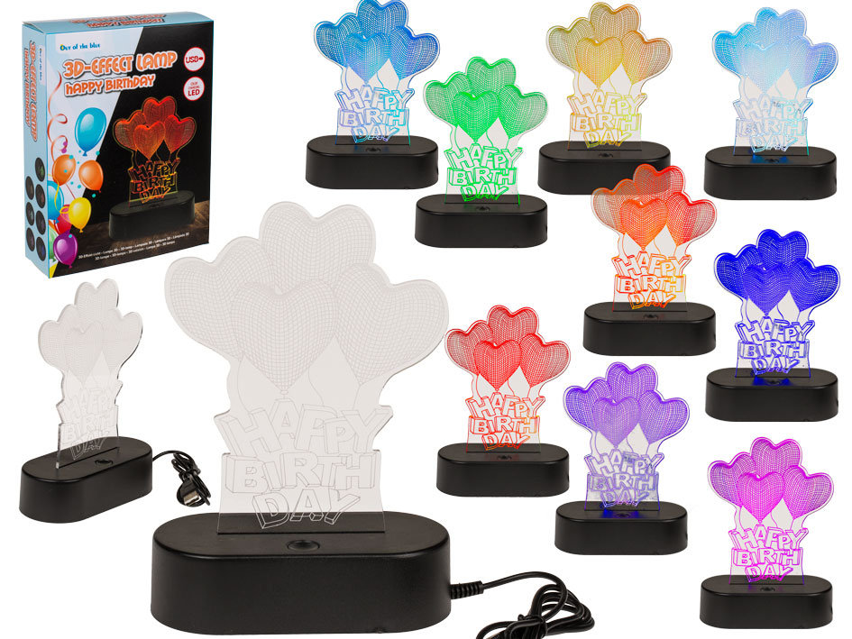 Happy Birthday 3D, Lampka LED zmieniająca kolory