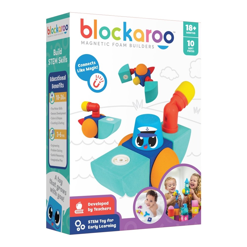 Blockaroo, Klocki piankowo-magnetyczne, Holownik, 10 elementów