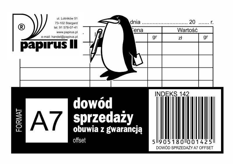 Papirus DRUK DOWOD SPRZEDAZY OBUWIA A7 PIR 142 31504-uniw