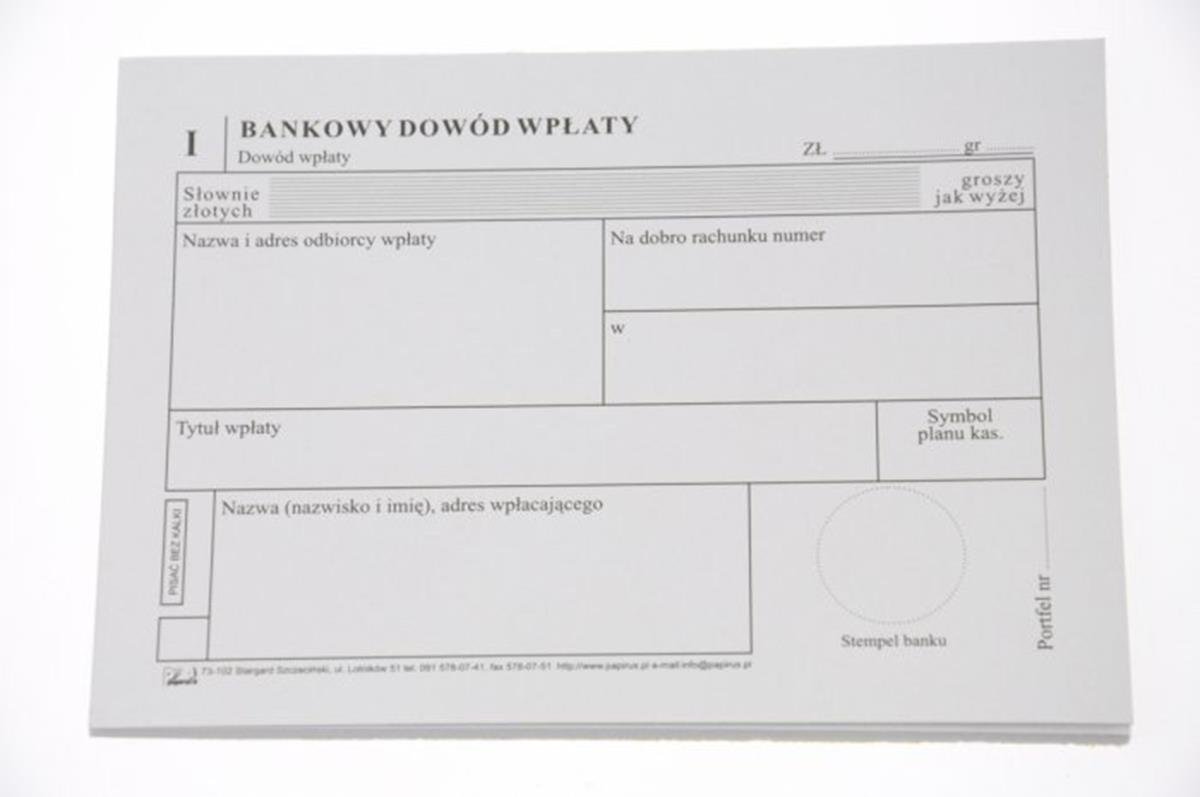 Papirus DRUK BANKOWY DOWOD WPLATY 4SKL A6/60K PIR 43227 31481-uniw