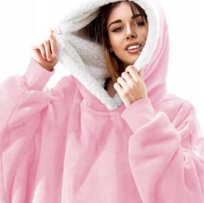 Ciepły Koc Z Rękawami Oversize Futrzak 2W1 Gruby Xxl [74Kr]