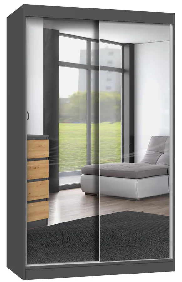 Lustrzana szafa przesuwna 120 cm dąb artisan antracyt Z9-W25