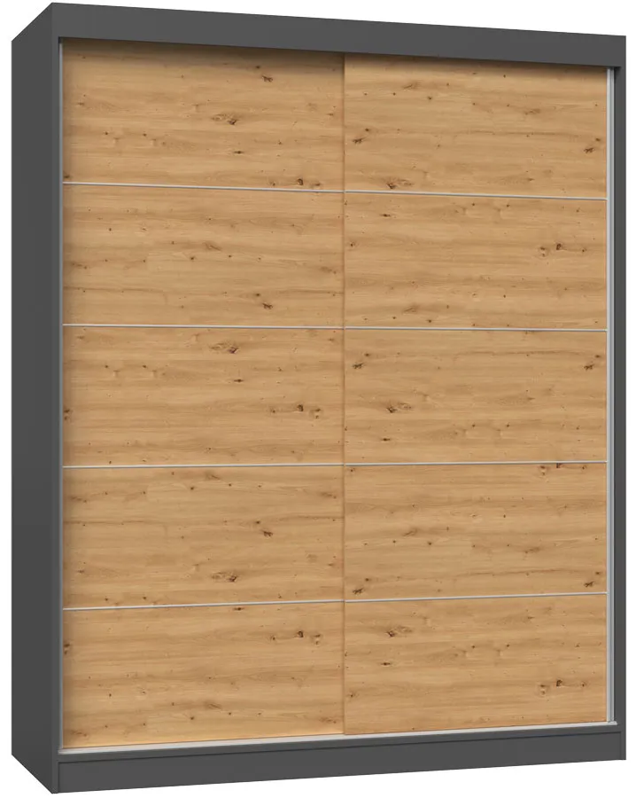 Garderoba z drzwiami przesuwnymi dąb artisan antracyt 160 cm Plan