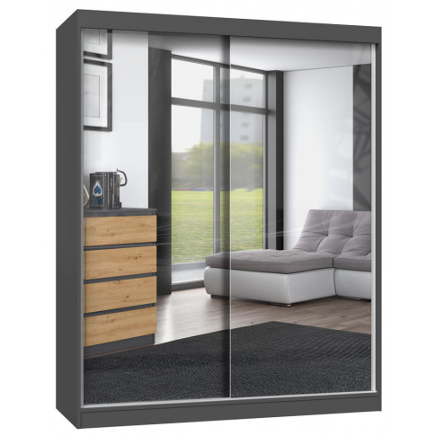 Garderoba z lustrami 160 cm dąb artisan antracyt Wohuz