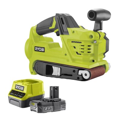 Szlifierka taśmowa RYOBI R18BS-0 + Akumulator RYOBI ONE+ RC18120-120 2Ah 18V + ładowarka