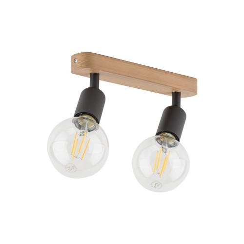 Simply Wood lampa sufitowa (spot) 2-punktowa czarna 4748