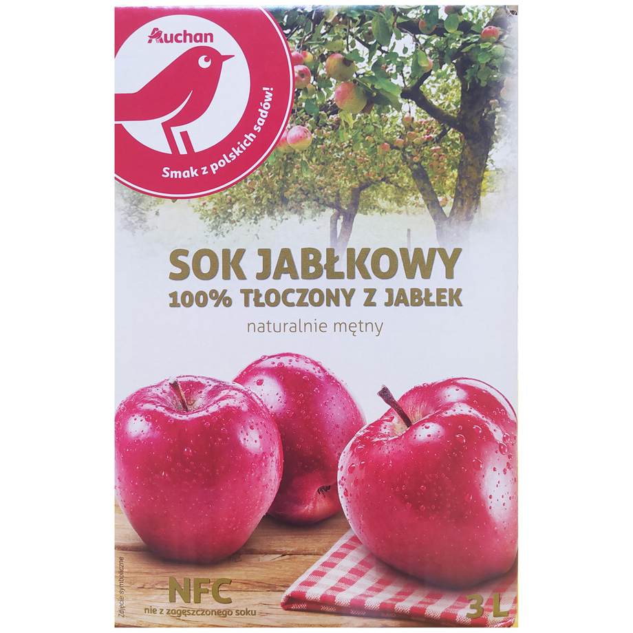 Auchan - Sok jabłkowy tłoczony 100%