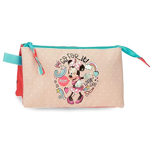 Disney Minnie Lovin Life piórnik potrójny wielokolorowy 22x12x5 cm mikrofibra, kolorowy, potrójne etui, kolorowy, potrójne etui