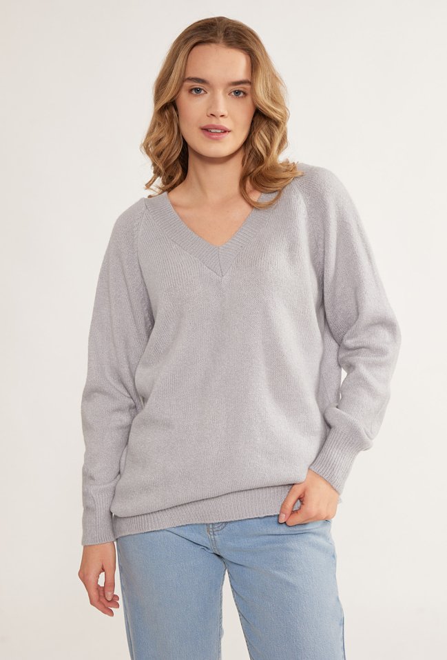 Gładki sweter o dłuższym kroju - Monnari