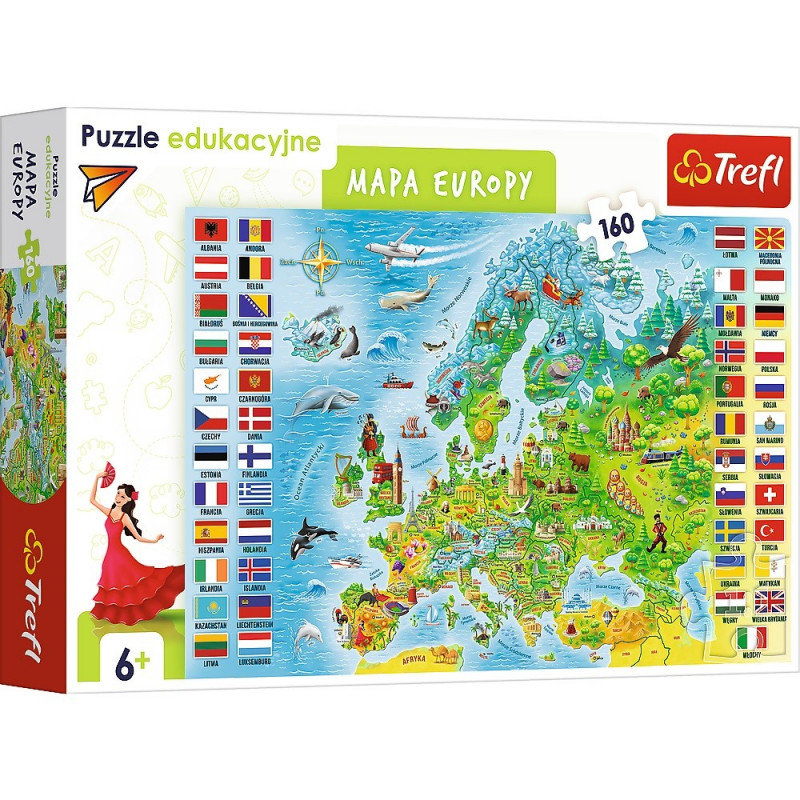 Trefl Puzzle 160el edujacyjne Mapa Europy 15558