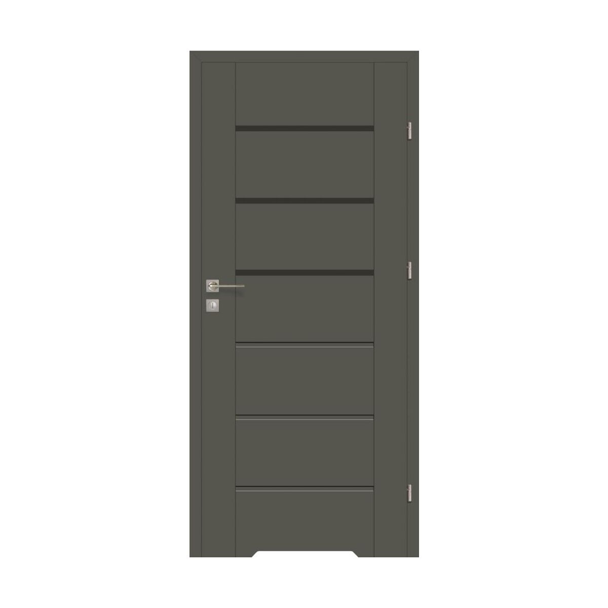 Skrzydło drzwiowe przylgowe łazienkowe z podcięciem wentylacyjnym Quanto Grafit mat 60 prawe Voster