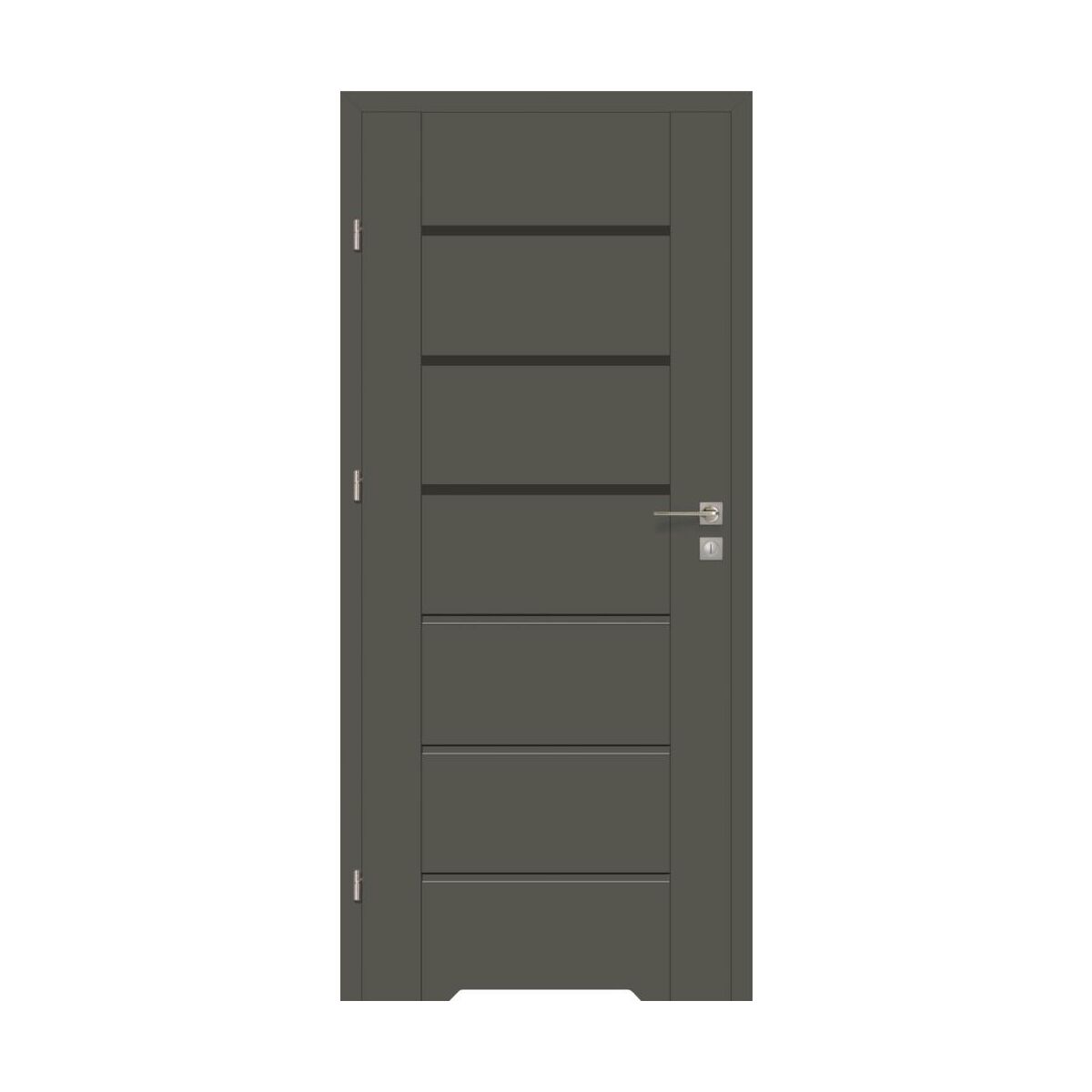 Skrzydło drzwiowe przylgowe łazienkowe z podcięciem wentylacyjnym Quanto Grafit mat 70 lewe Voster