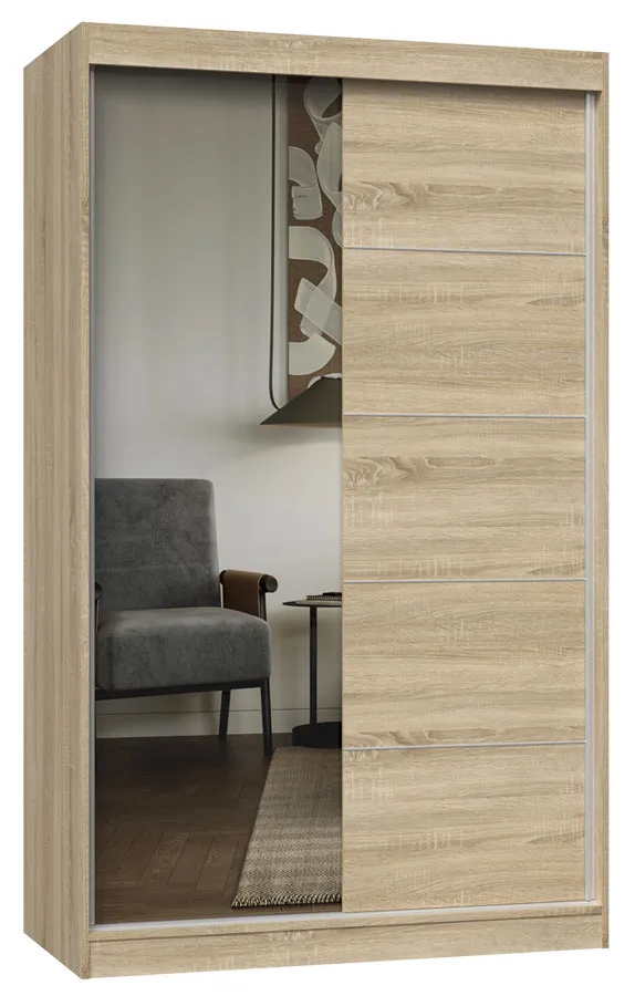 Dwudrzwiowa garderoba z lustrem 120 cm sonoma dąb Z6-B32