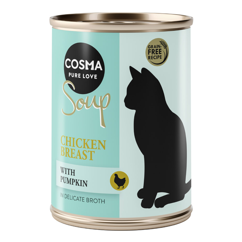 Cosma Soup, 6 x 100 g, karma mokra dla kotów, Pierś z kurczaka z dynią |  na start