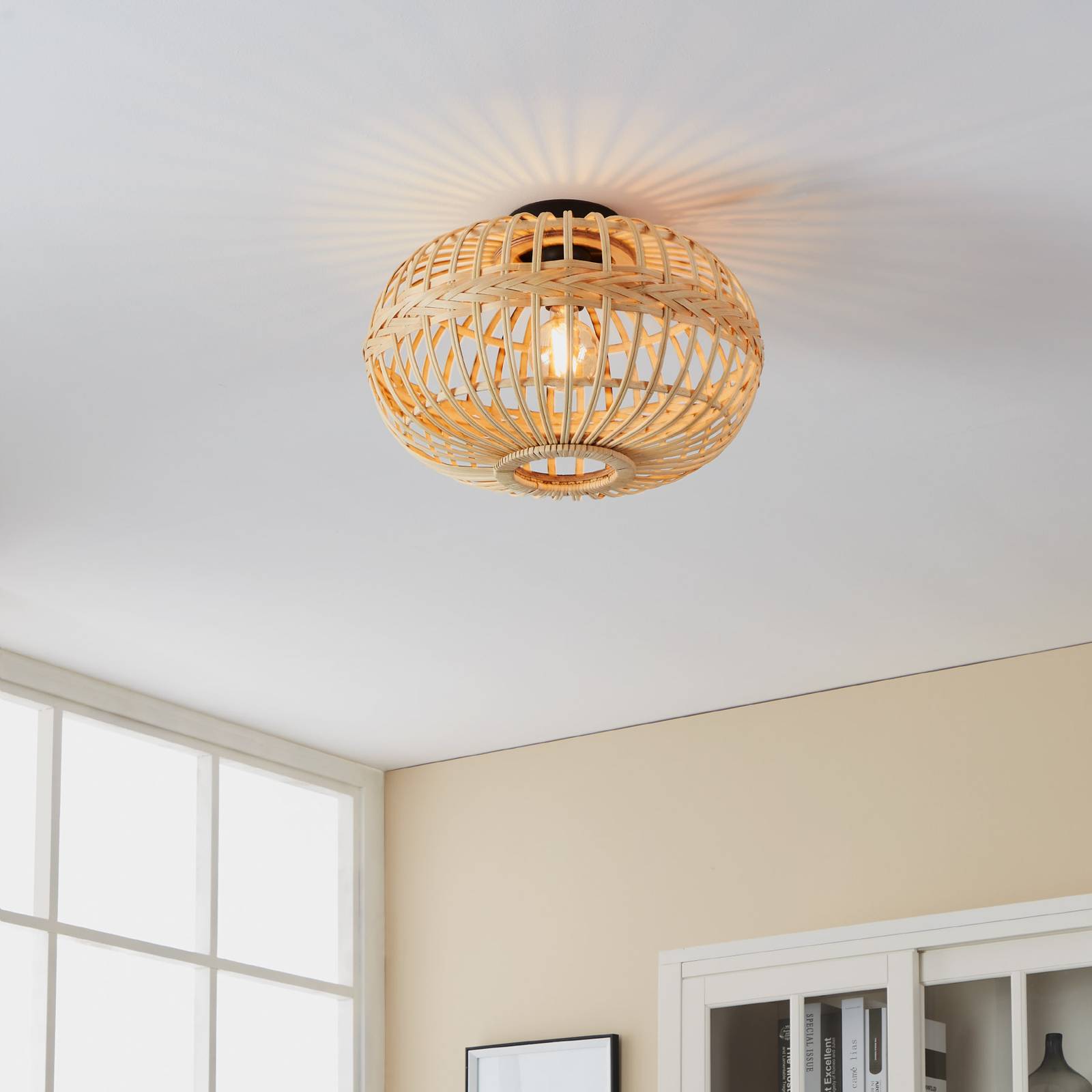 Lampa sufitowa Amsfield z bambusa, owal