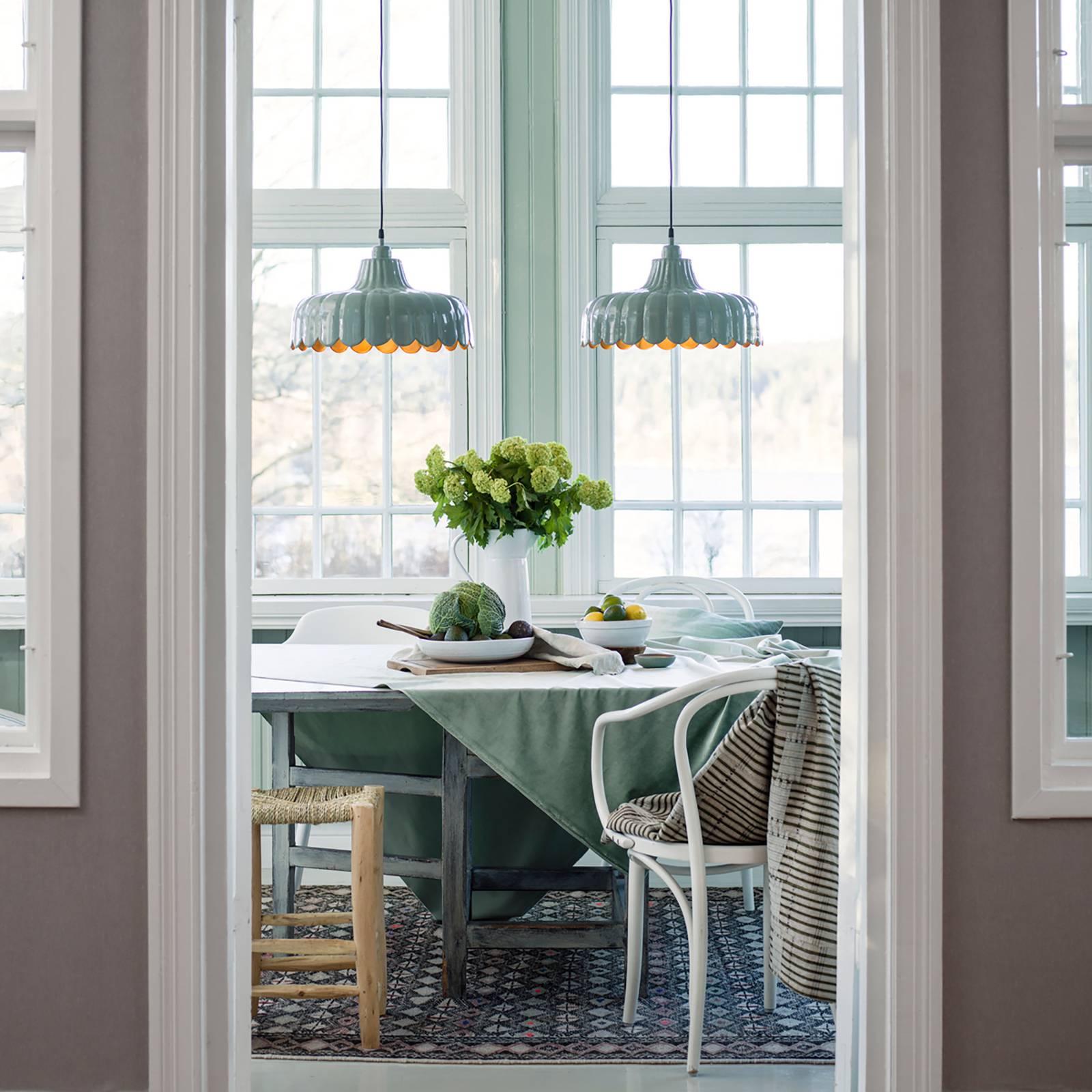 PR Home Wells żyrandol, zielony/złoty, Ø 43 cm