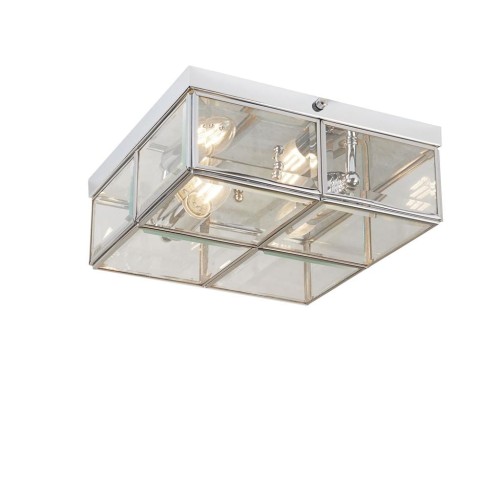 Searchlight Lampa sufitowa Pisa, szklany klosz, chrom