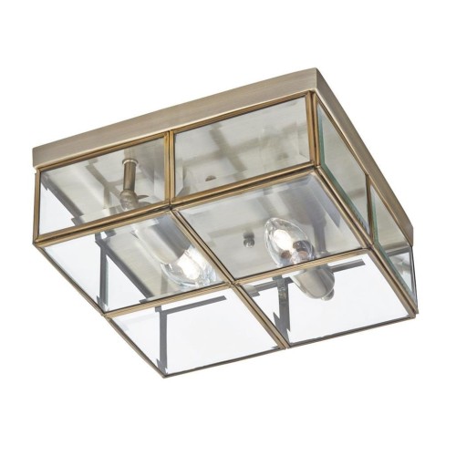 Searchlight Lampa sufitowa Flush Klassik, 25x25cm, mosiądz
