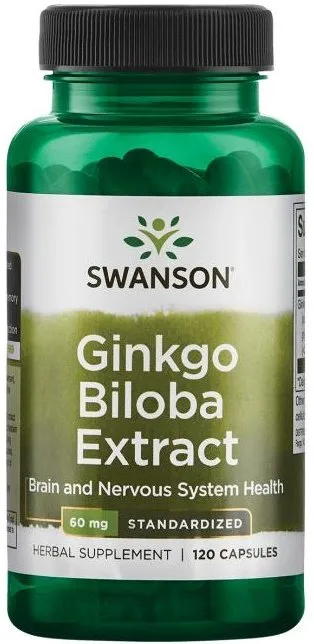 Swanson - Ginkgo Biloba Ekstrakt 24%, 60mg, 120 kapsułek