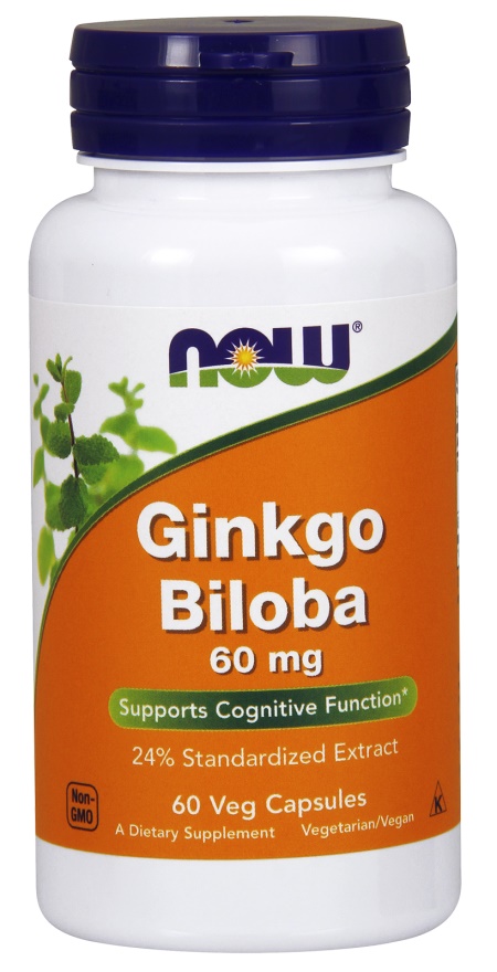 NOW Foods - Ginkgo Biloba, Miłorząb Dwuklapowy, 60mg, 60 vkaps