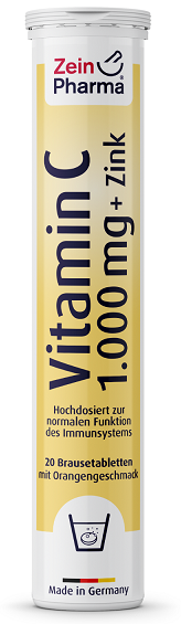 Zein Pharma - Witamina C + Cynk, Pomarańcza, 20 tabletek musujących