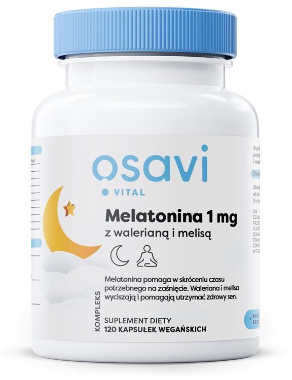 Osavi - Melatonina z Walerianą i Melisą, 1mg, 120 vkaps