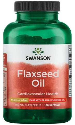 Swanson - ﻿Olej Lniany, 1000 mg, 100 kapsułek miękkich
