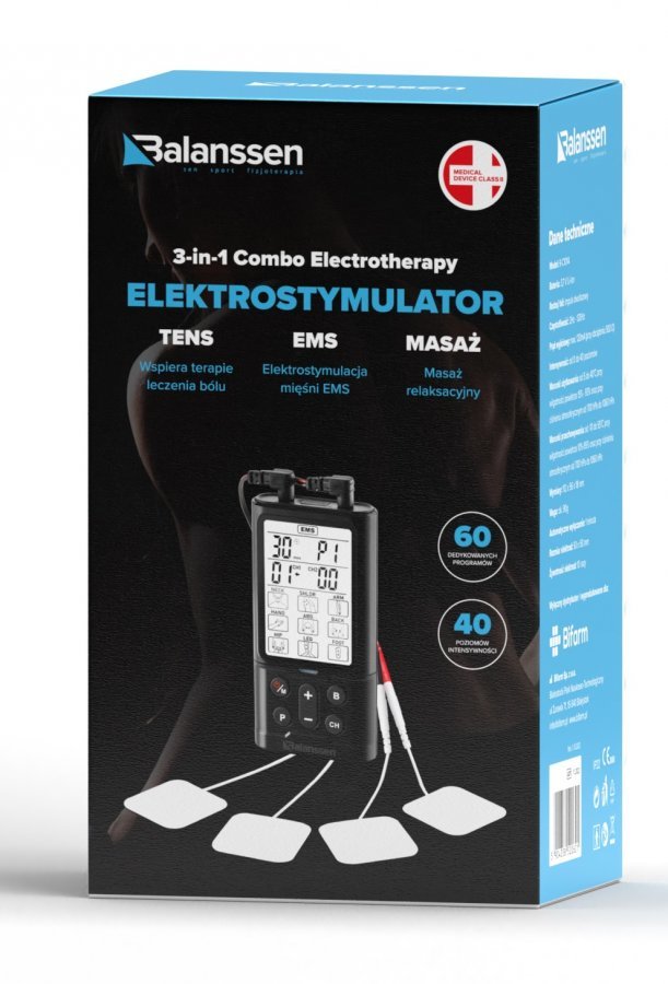 Balanssen elektrostymulator mięśni 3w1 Tens Ems Masaż