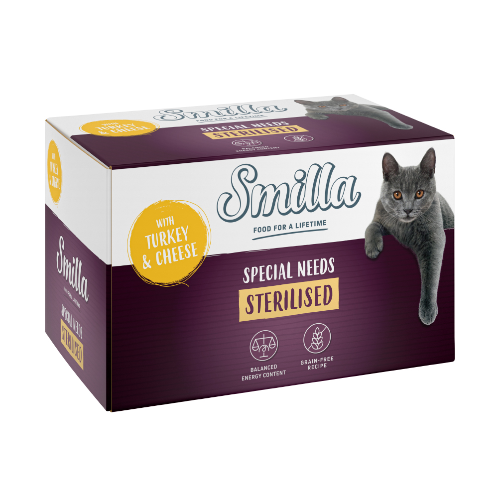 Pakiet Smilla Sterilised w tackach, 12 x 100 g - Indyk z serem