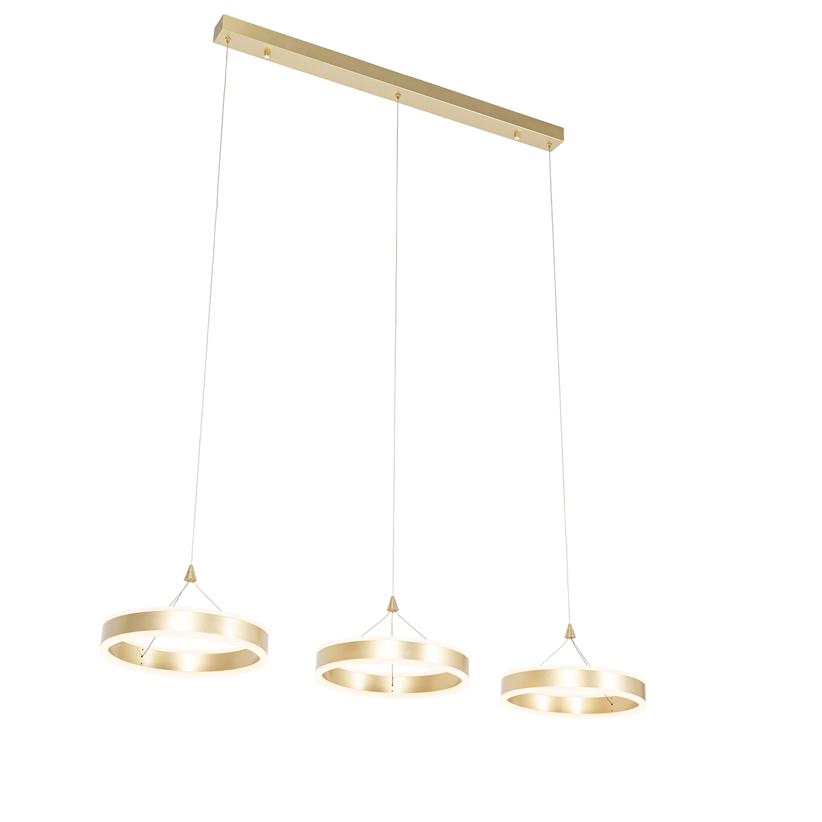 QAZQA Mosiężna podłużna lampa wisząca z 3-stopniowym ściemnianiem 3-punktowym LED - Lyani