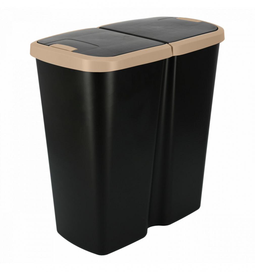 Kosz Na Śmieci COMPACTA Q DUO Jasny Brąz/Czarny 45l