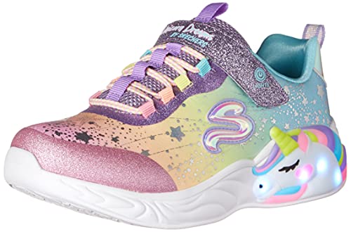 Skechers Dziewczęce sneakersy z jednorożcem marzenia, Fioletowy tekstylny Multi Trim, 33.5 EU