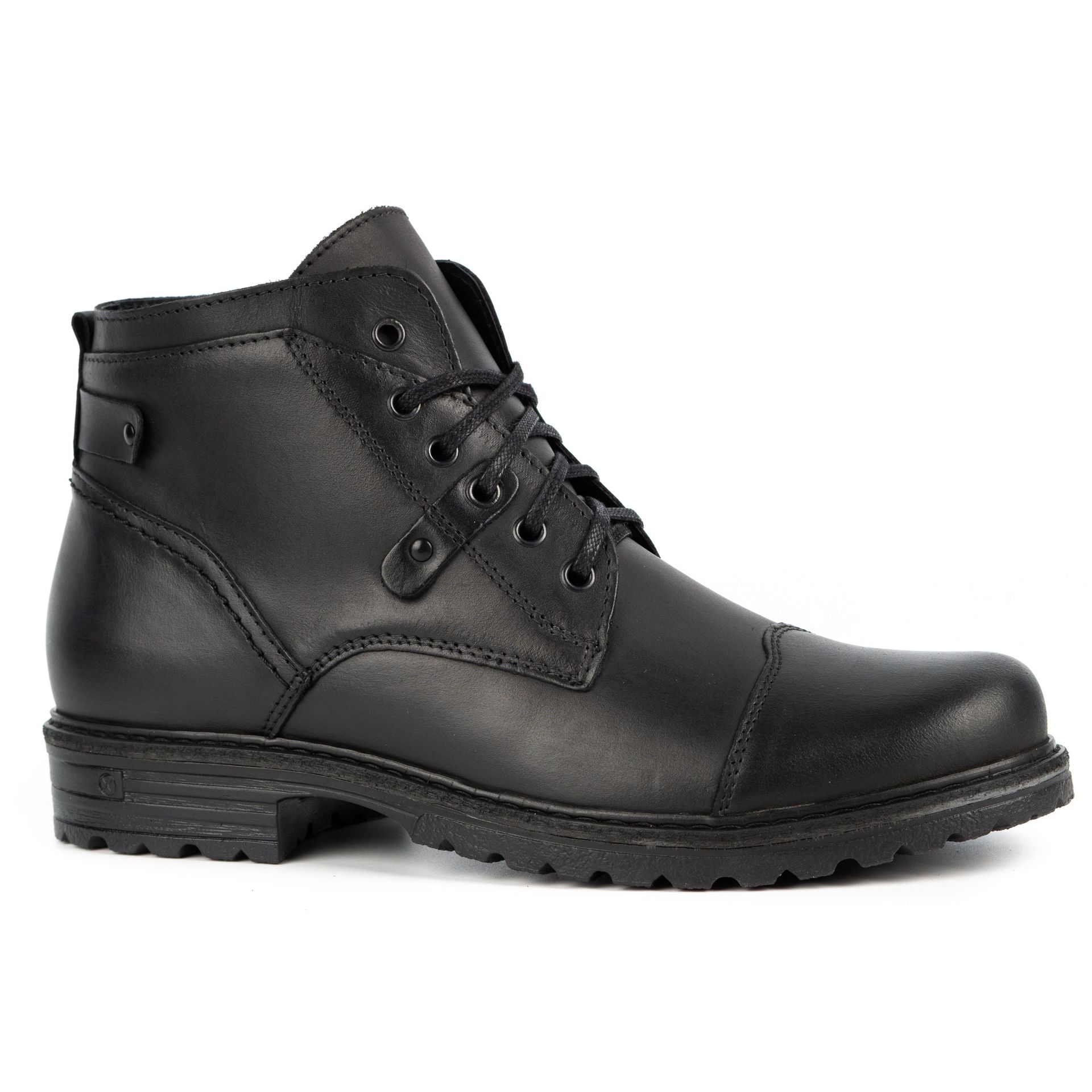 Buty męskie skórzane MILITARNE MPB czarne - Buty Olivier