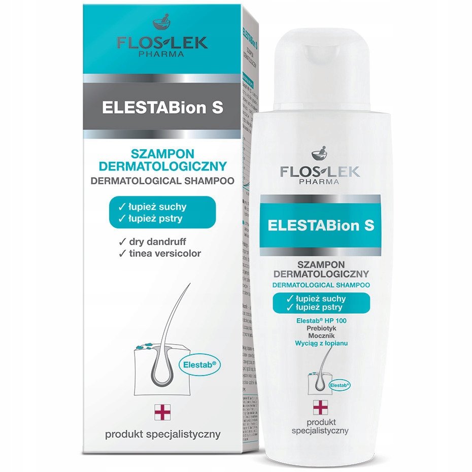 Flos-Lek Floslek ELESTABion S - Szampon dermatologiczny, łupież suchy, łupież pstry