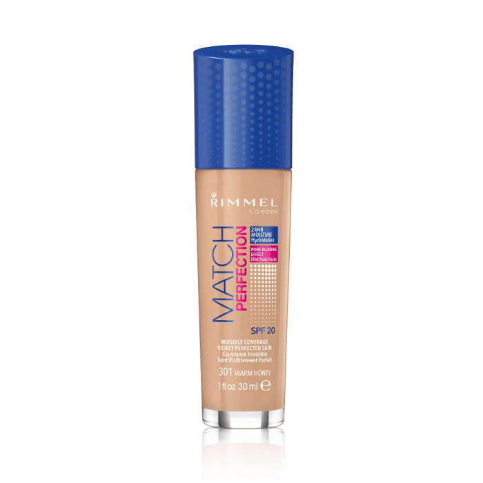 Rimmel Match Perfection 24H Moisture SPF20 podkład dopasowujący się do cery 301 Warm Honey 30ml