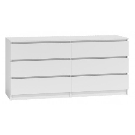 Topeshop Komoda MALWA, 6 szuflad, biała, 138x40x77 cm