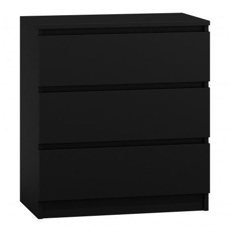 Topeshop Komoda z 3 szufladami, czarna, 70x40x77 cm