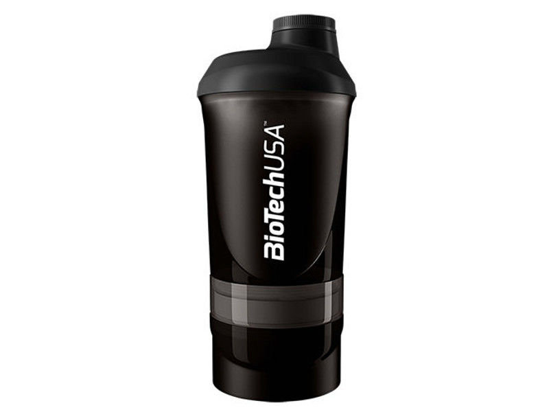 BioTech USA Shaker Wave, czarny, 600 ml + 200 ml + 150 ml